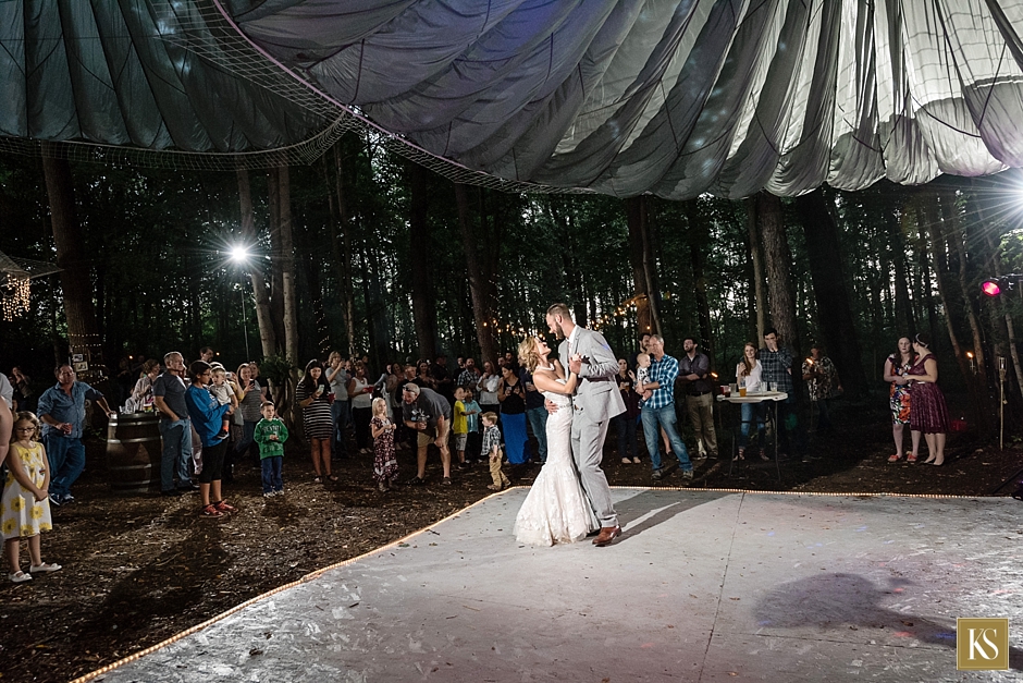 Parachute wedding in the woods, parachutes wedding decor